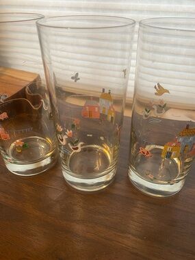 Heartland Tumblers with  Village & Animal Motif - Set of 3